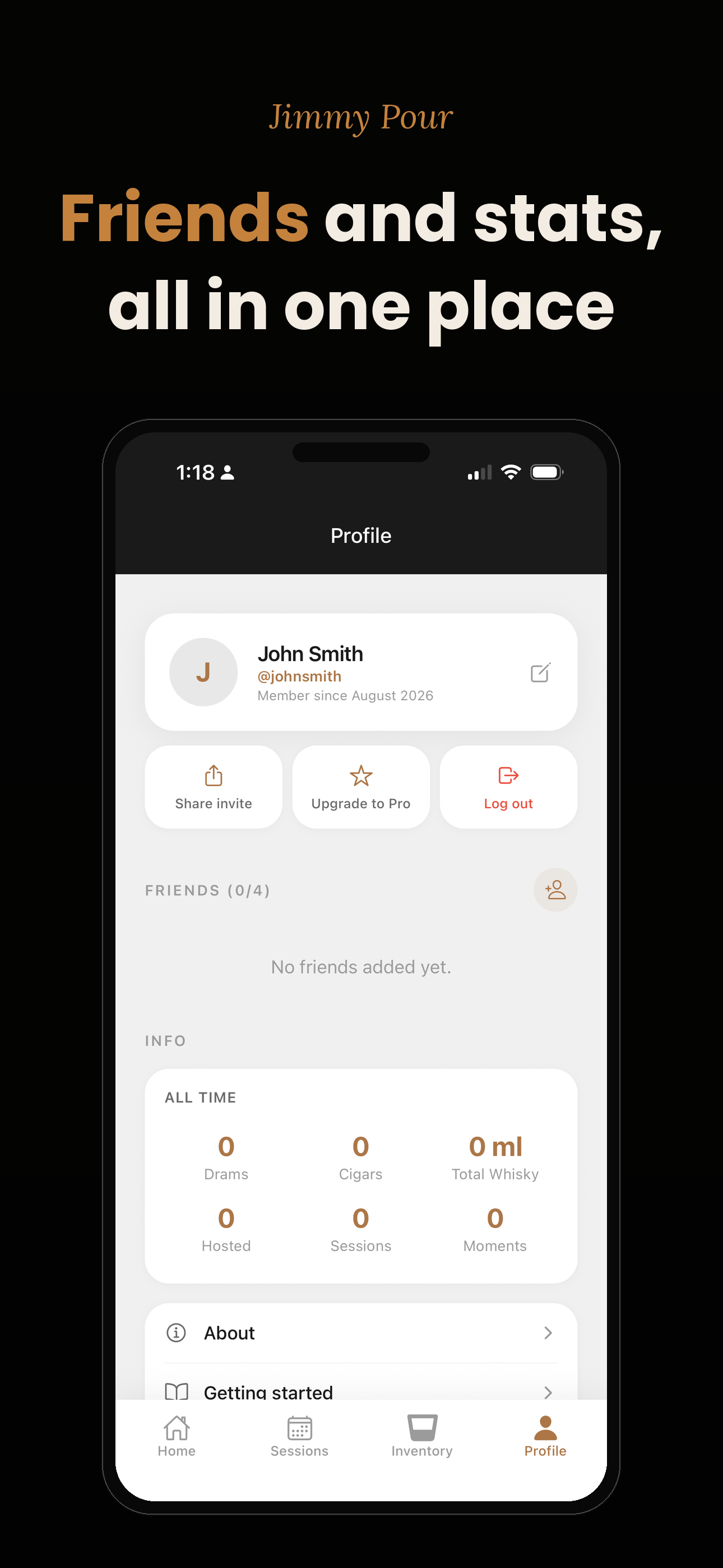 Friends and stats, all in one place: the profile with friends and all-time totals