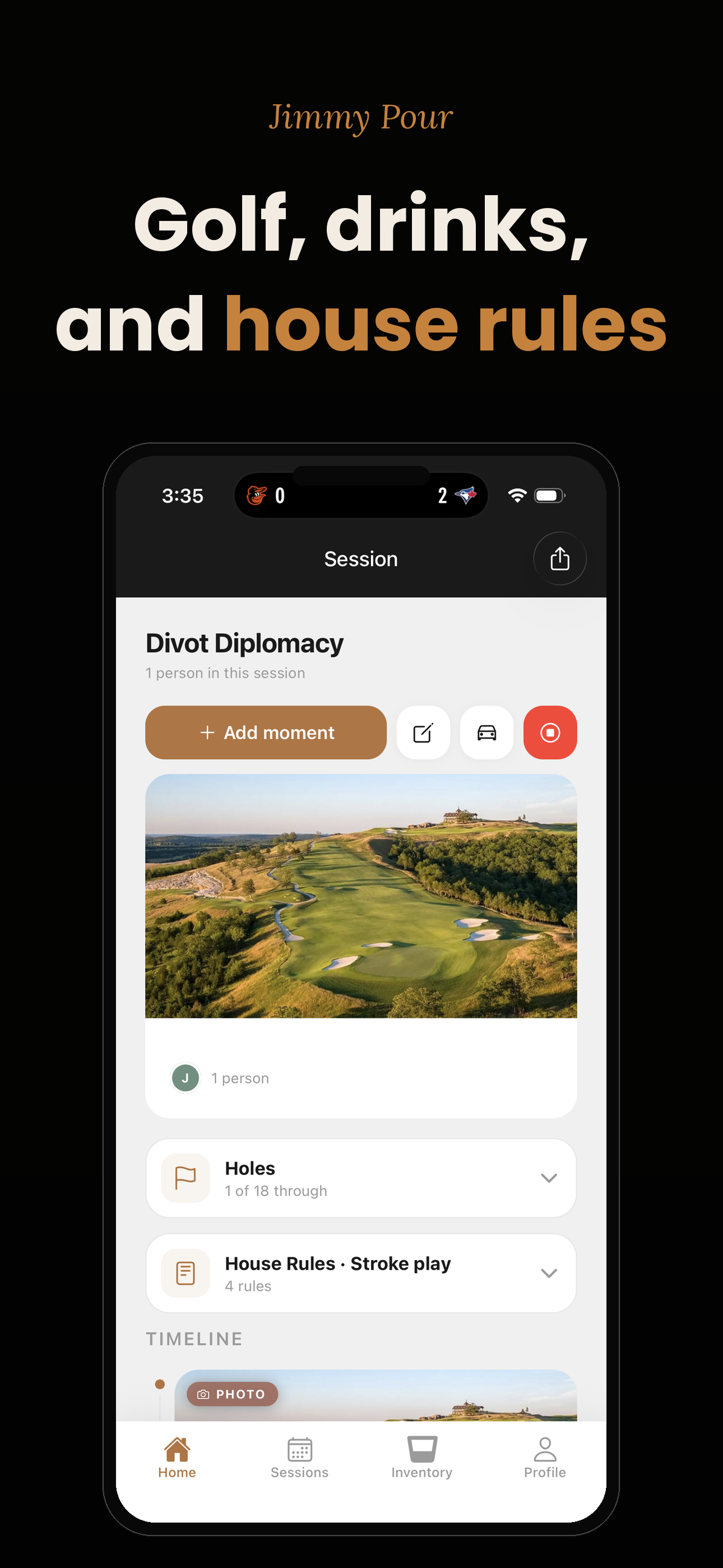 Golf, drinks, and house rules: a live Tee Time session with holes played and house rules
